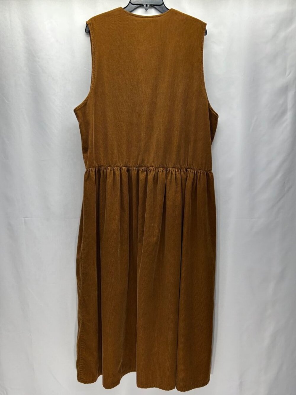 Vintage Eddie Bauer Brown Corduroy Sleeveless Button-Front Midi Dress Womens L - Picture 2 of 16